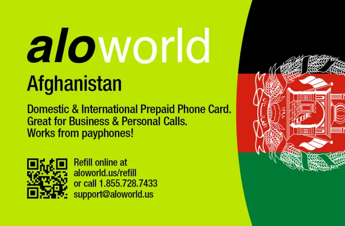 Aloworld afghanistan Calling Card. Call afghanistan from USA & Canada