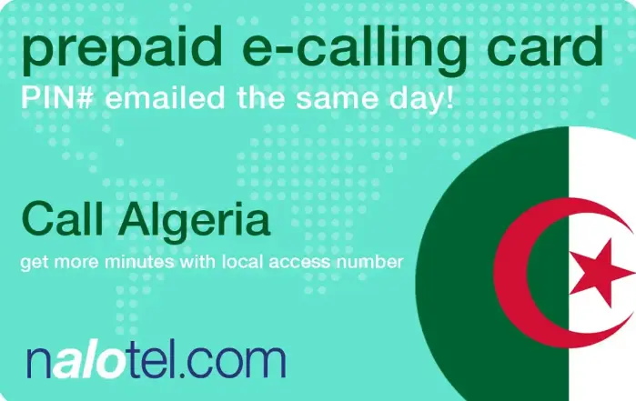 Nalotel Algeria calling card for affordable international calling from USA and Canada