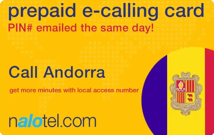 Nalotel Andorra calling card for affordable international calling from USA and Canada