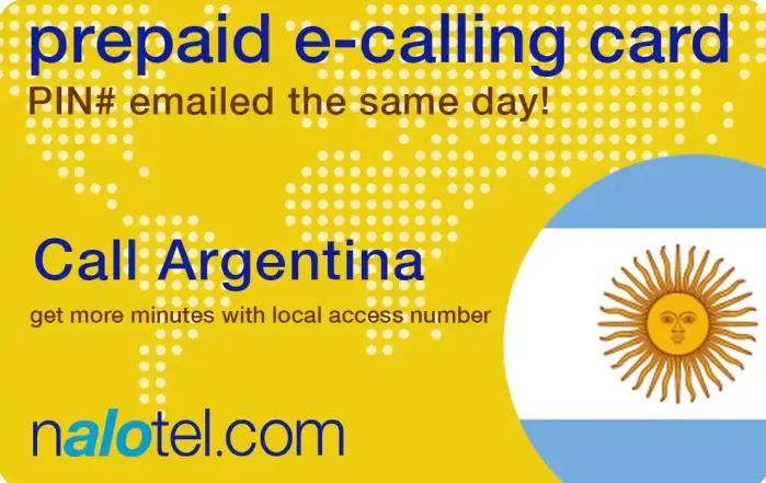 Nalotel Argentina calling card for affordable international calling from USA and Canada