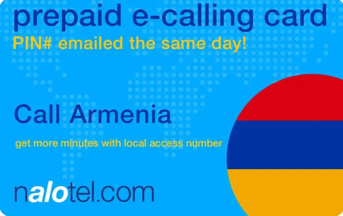 Nalotel Armenia calling card for affordable international calling from USA and Canada