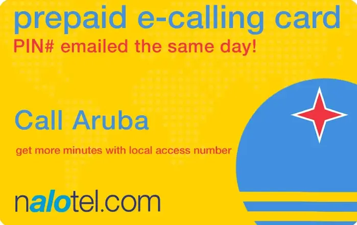 Nalotel Aruba calling card for affordable international calling from USA and Canada