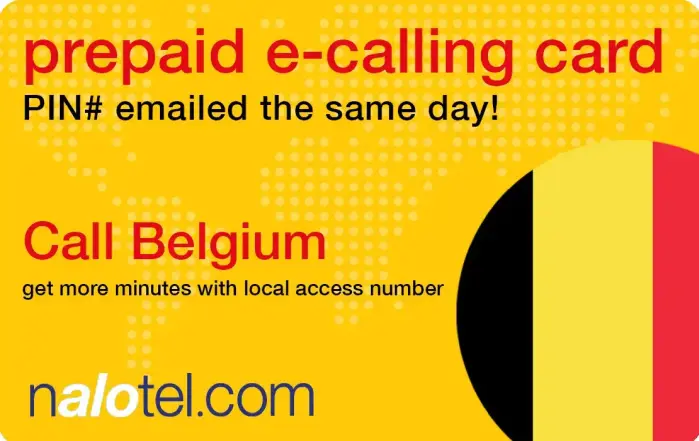 Nalotel Belgium calling card for affordable international calls from USA and Canada
