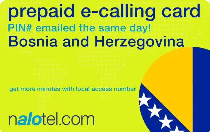 Nalotel Bosnia calling card for affordable international calling from USA and Canada