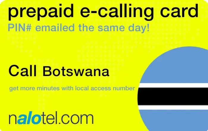 Nalotel Botswana calling card for affordable international calls from USA and Canada