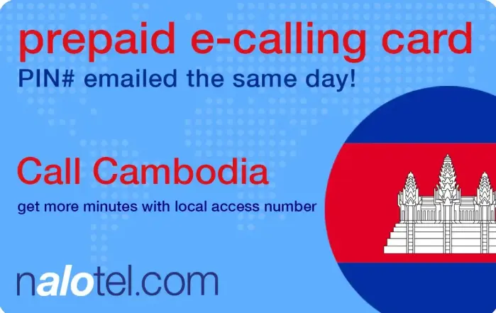 Nalotel Cambodia calling card for affordable international calling from USA and Canada