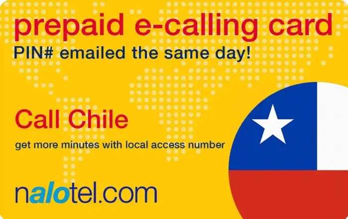 Nalotel Chile calling card for affordable international calls from USA and Canada