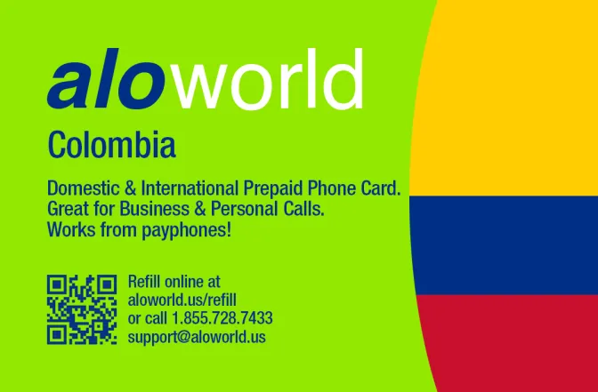 Call Colombia from United States or Canada cheap and easy with a calling card.