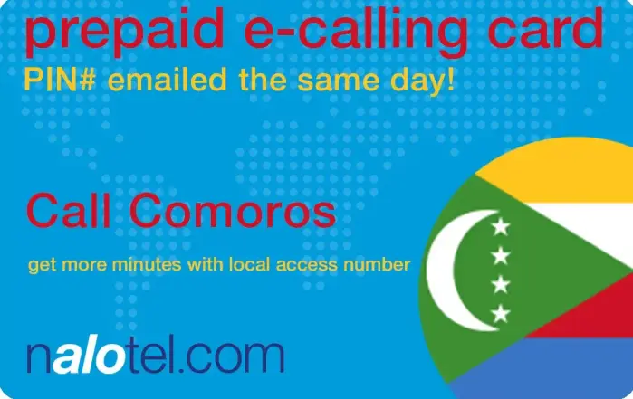 Nalotel Comoros calling card for affordable international calls from USA and Canada
