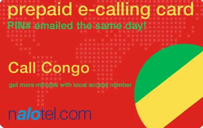 Nalotel Congo calling card for affordable international calls from USA and Canada