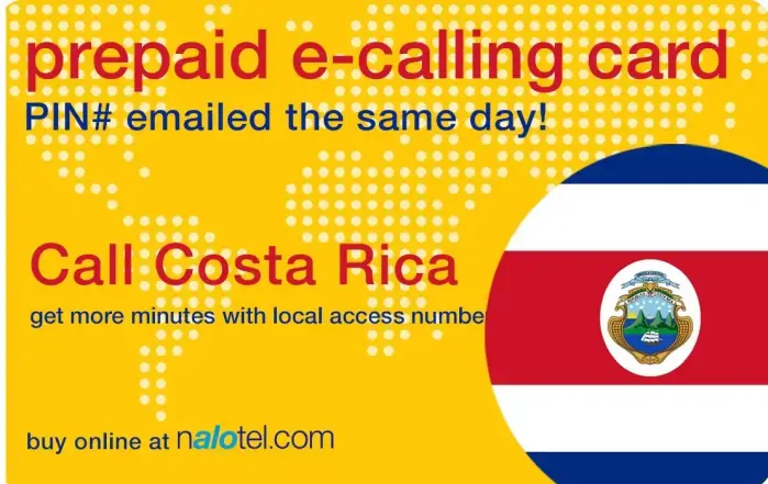 Nalotel Costarica calling card for affordable international calls from USA and Canada