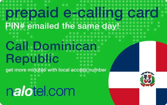 Nalotel Dominican rep calling card for affordable international calls from USA and Canada