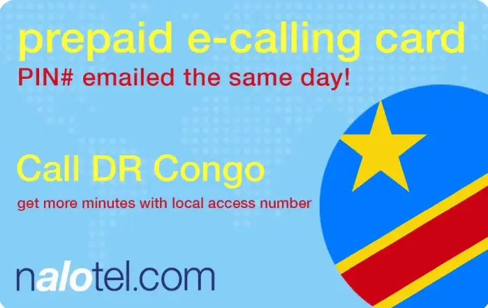 Nalotel Dr congo calling card for affordable international calls from USA and Canada