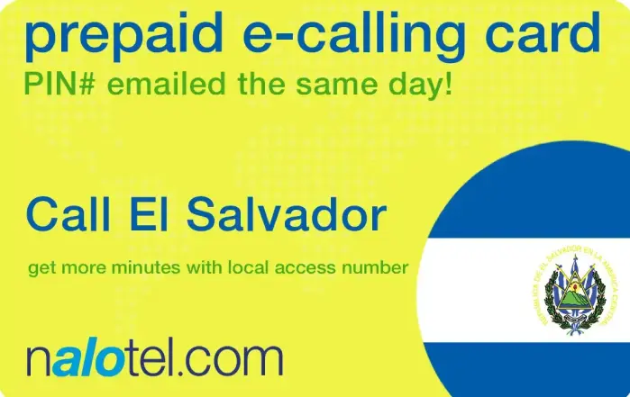 Nalotel El salvador calling card for affordable international calls from USA and Canada