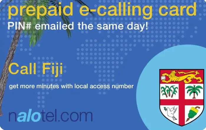 Nalotel Fiji calling card for affordable international calls from USA and Canada