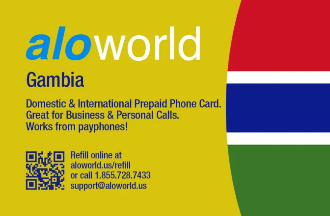 Call Gambia from United States or Canada cheap and easy with a calling card.