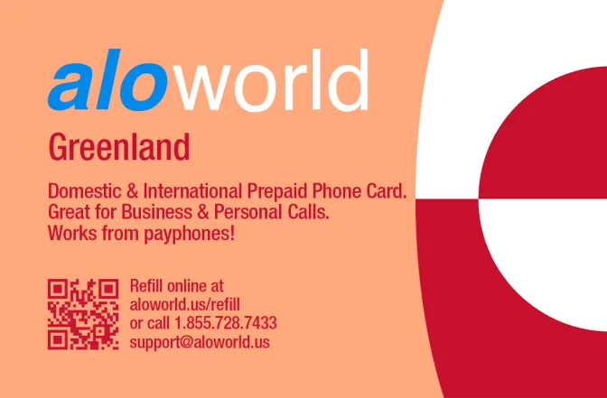 Call Greenland from United States or Canada cheap and easy with a calling card.