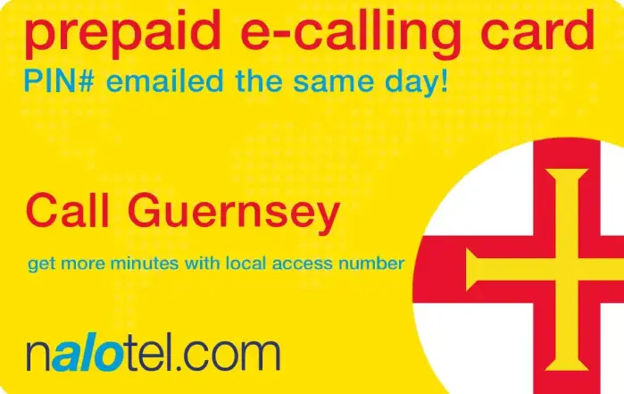 Nalotel Guernsey calling card for affordable international calls from USA and Canada