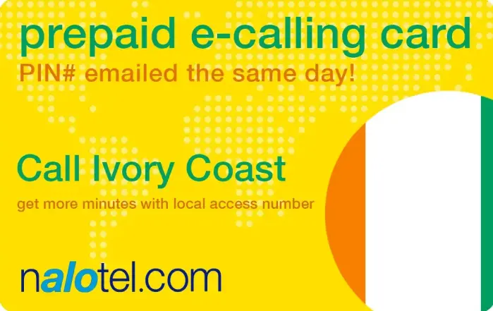 Nalotel Ivory coast calling card for affordable international calls from USA and Canada