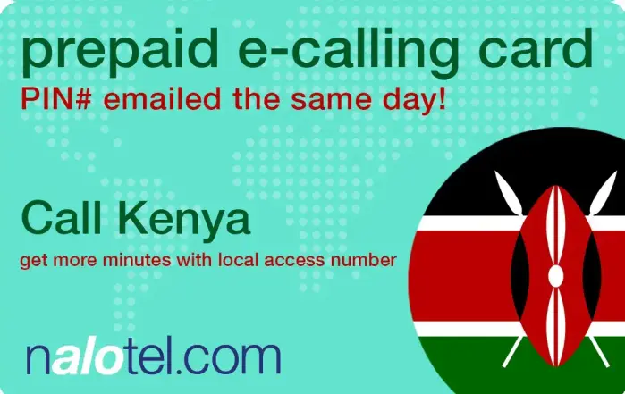Nalotel Kenya calling card for affordable international calls from USA and Canada