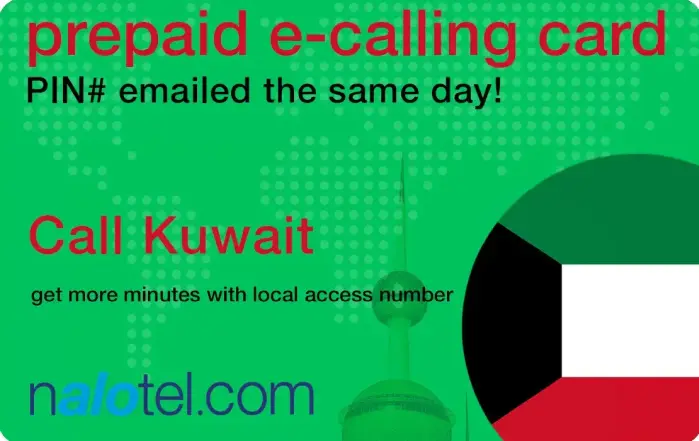 Nalotel Kuwait calling card for affordable international calls from USA and Canada