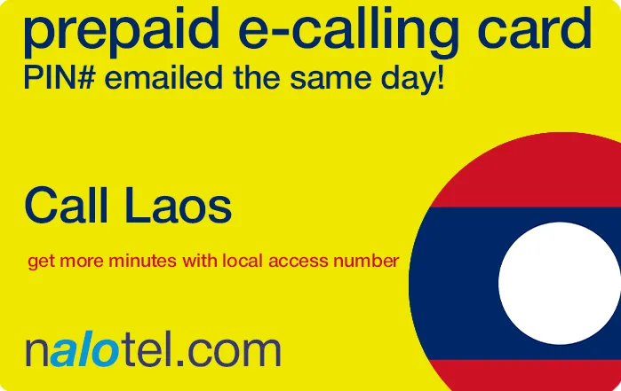 Nalotel Laos calling card for affordable international calls from USA and Canada