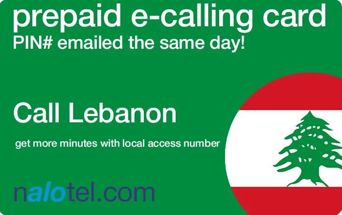 Nalotel Lebanon calling card for affordable international calls from USA and Canada