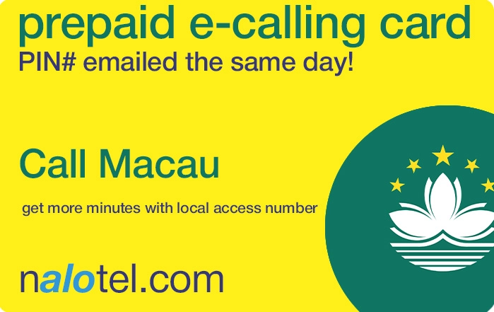Nalotel Macau calling card for affordable international calls from USA and Canada