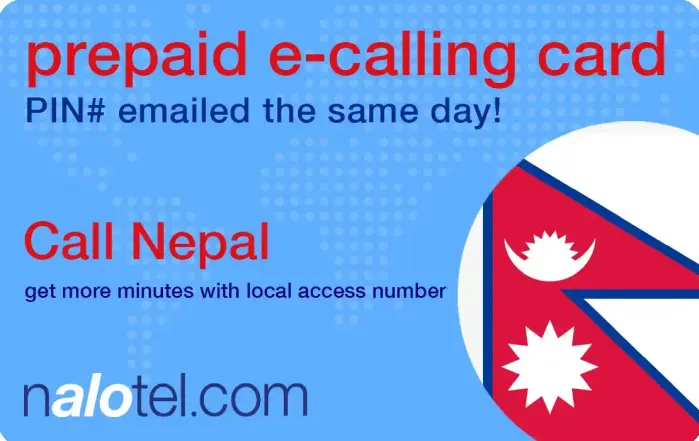 Nalotel Nepal calling card for affordable international calls from USA and Canada