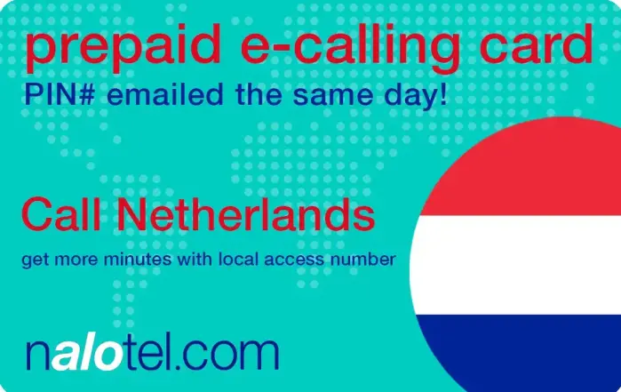 Nalotel Netherlands calling card for affordable international calls from USA and Canada