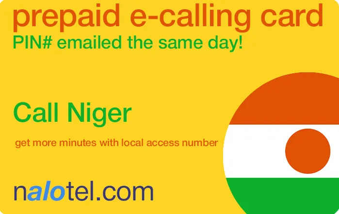 Nalotel Niger calling card for affordable international calls from USA and Canada
