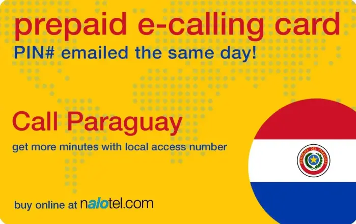 Nalotel Paraguay calling card for affordable international calls from USA and Canada