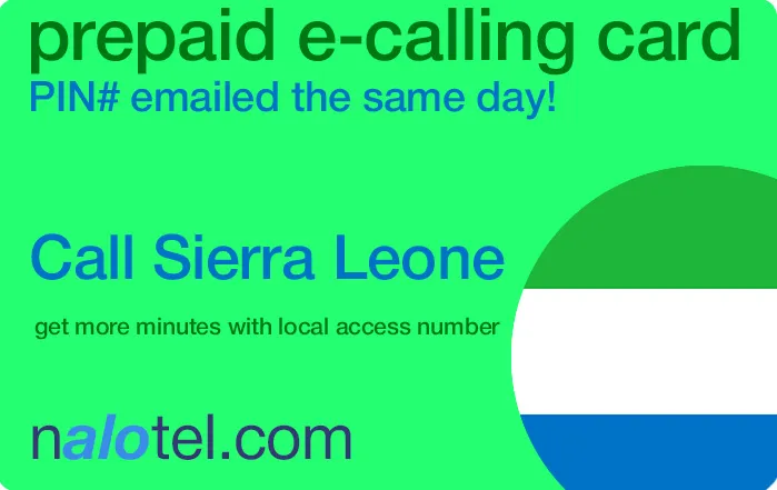 Nalotel Sierra leone calling card for affordable international calls from USA and Canada