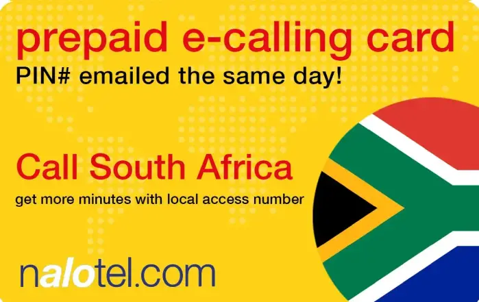 Nalotel South africa calling card for affordable international calls from USA and Canada
