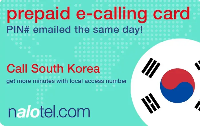 Nalotel South korea calling card for affordable international calls from USA and Canada