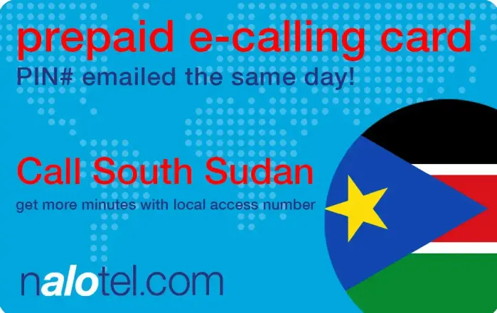 Nalotel South sudan calling card for affordable international calls from USA and Canada