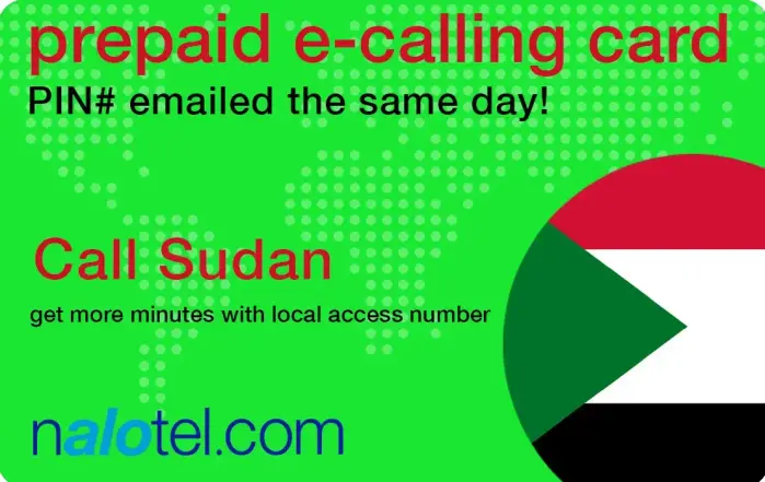 Nalotel Sudan calling card for affordable international calls from USA and Canada