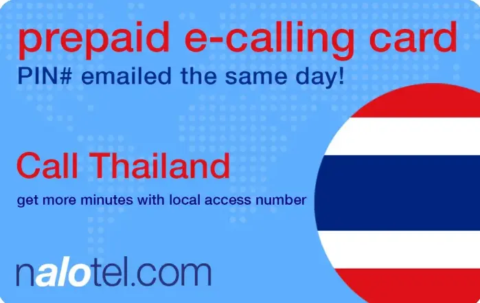 Nalotel Thailand calling card for affordable international calls from USA and Canada