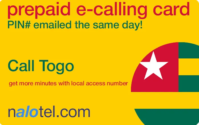 Nalotel Togo calling card for affordable international calls from USA and Canada