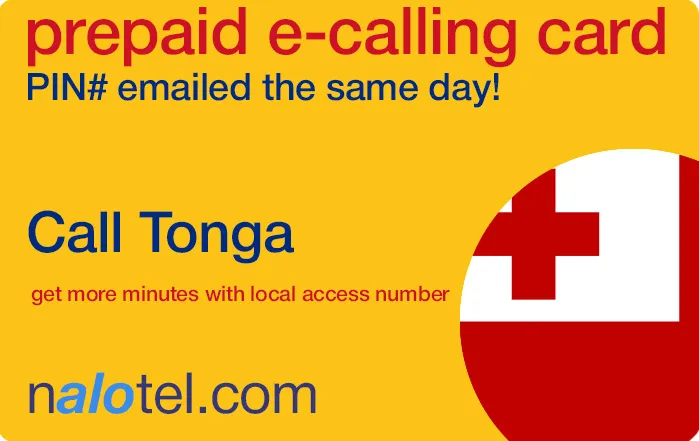 Nalotel Tonga calling card for affordable international calls from USA and Canada