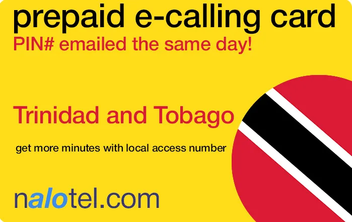 Nalotel Trinidad and tobago calling card for affordable international calls from USA and Canada