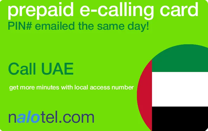 Nalotel United arab emirates calling card for affordable international calls from USA and Canada