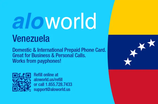Call Venezuela from United States or Canada cheap and easy with a calling card.