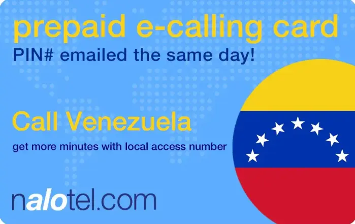 Nalotel Venezuela calling card for affordable international calling from USA and Canada