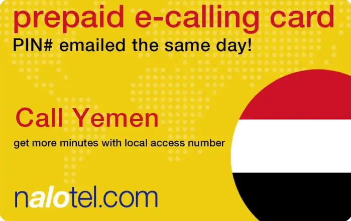 Nalotel Yemen calling card for affordable international calling from USA and Canada