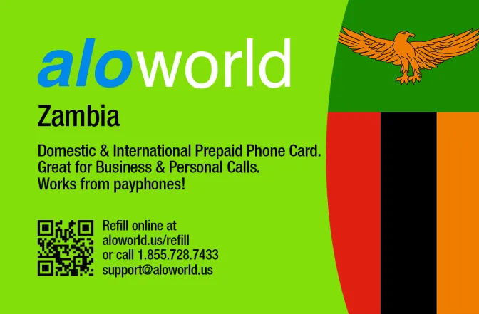 Call Zambia from United States or Canada cheap and easy with a calling card.