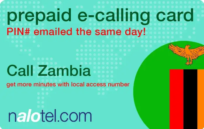 Nalotel Zambia calling card for affordable international calling from USA and Canada
